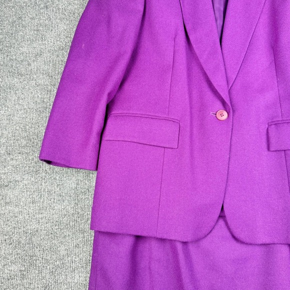 Vintage Pendleton Skirt Suit Set Womens 16 Purple Wool Lined 2 Piece USA 90s - Picture 3 of 16
